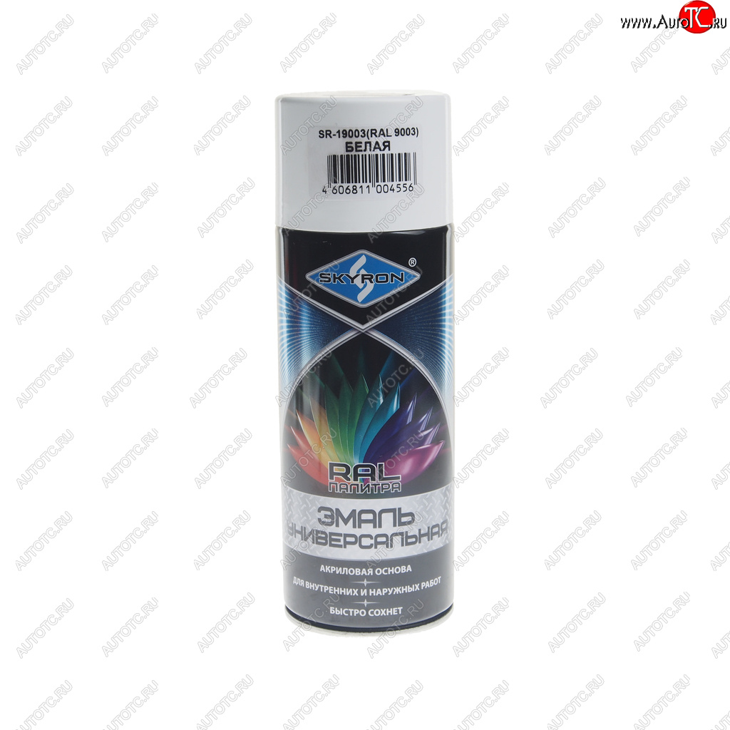 299 р. Краска белая аэрозоль 520мл RAL 9003 акриловая SKYRON SKYRON sr-19003  с доставкой в г. Майкоп