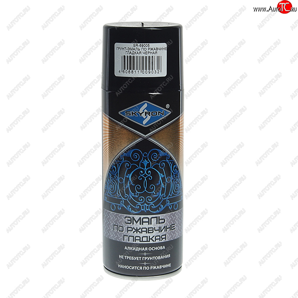 379 р. Грунт-эмаль по ржавчине черная RAL 9005 аэрозоль 520мл SKYRON SKYRON sr-69005  с доставкой в г. Майкоп