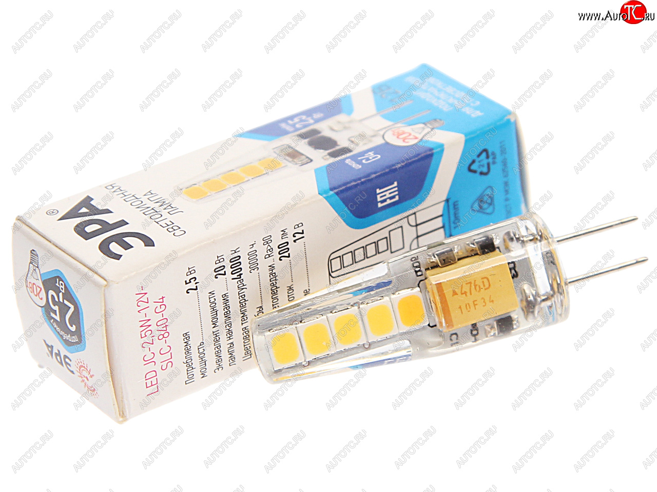 201 р. Лампа светодиодная G4 2.5W (20W) 12V нейтральный ЭРА ЭРА std led-jc-2,5w-12v-slc-840-g4  с доставкой в г. Майкоп