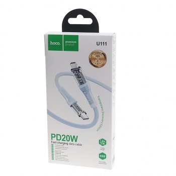 499 р. Кабель iPhone (5-)-USB Type C 1.2м HOCO HOCO u111 blue HOCO u111 blue  с доставкой в г. Майкоп. Увеличить фотографию 2
