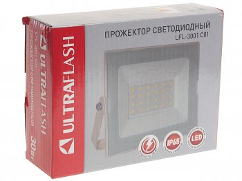 589 р. Светильник светодиодный 220V 30W 6500K белый ULTRAFLASH ULTRAFLASH uf-fl3001w  с доставкой в г. Майкоп. Увеличить фотографию 3