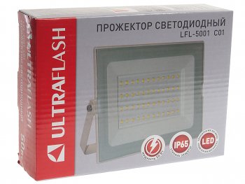 799 р. Светильник светодиодный 220V 50W 6500K белый ULTRAFLASH ULTRAFLASH uf-fl5001w  с доставкой в г. Майкоп. Увеличить фотографию 3