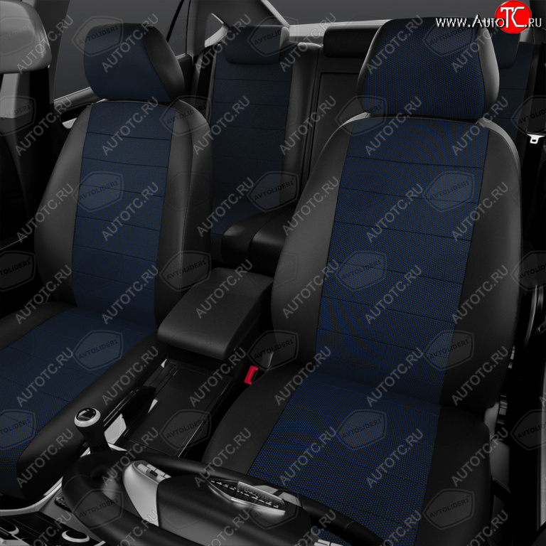 5 699 р. Авточехлы универсальные экокожа-жаккард черно-синие комплект AVTOLIDER AVTOLIDER ukk31-0104  с доставкой в г. Майкоп
