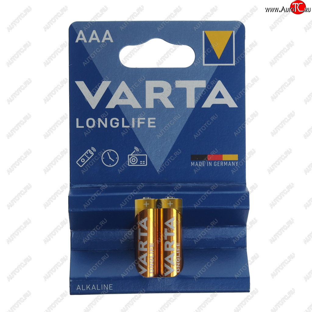107 р. Батарейка AAA LR03 1.5V блистер 2шт. (цена за 1шт.) Alkaline Longlife VARTA VARTA vrt-lr03l(2)бл  с доставкой в г. Майкоп