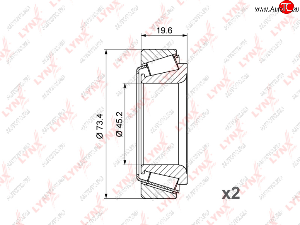 2 999 р. Подшипник ступицы HYUNDAI Porter,Porter 2 задней LYNX LYNX wb1089  с доставкой в г. Майкоп