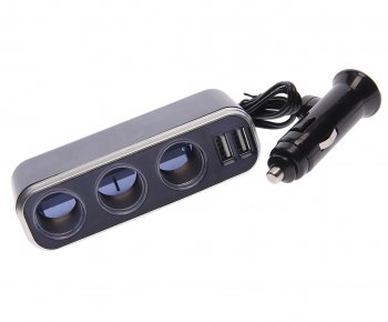 287 р. Разветвитель прикуривателя 3-х гнездовой 12V 3USB с удлинителем TORINO TORINO wf-0096-3  с доставкой в г. Майкоп. Увеличить фотографию 1