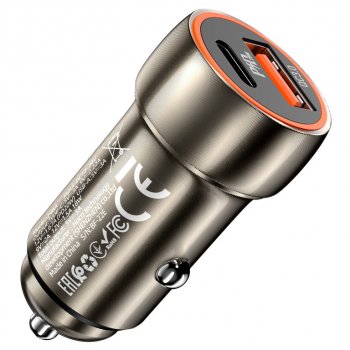 499 р. Устройство зарядное в прикуриватель 1USB + 1 Type C 12V HOCO HOCO z46a grey  с доставкой в г. Майкоп. Увеличить фотографию 1