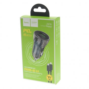529 р. Устройство зарядное в прикуриватель 1USB + 1 Type C 12V HOCO HOCO z47a black  с доставкой в г. Майкоп. Увеличить фотографию 3