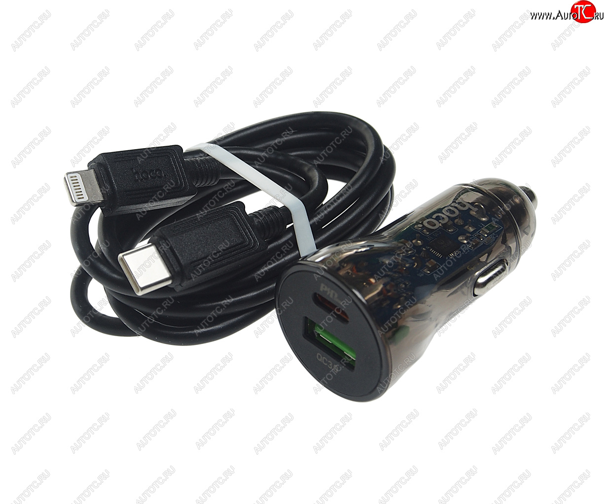 529 р. Устройство зарядное в прикуриватель 1USB + 1 Type C 12V HOCO HOCO z47a black  с доставкой в г. Майкоп