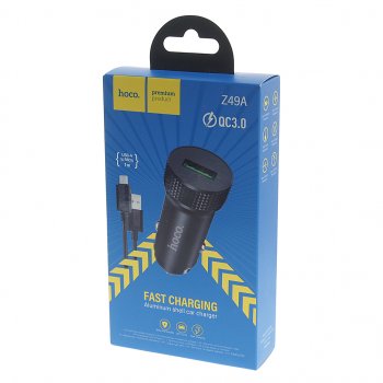 569 р. Устройство зарядное в прикуриватель 1USB 12V кабель micro USB HOCO HOCO z49a black  с доставкой в г. Майкоп. Увеличить фотографию 3