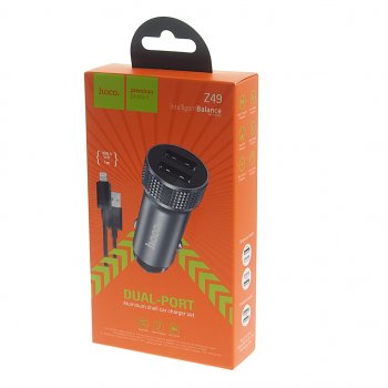 579 р. Устройство зарядное в прикуриватель 1USB 12V кабель iPhone (5-) HOCO HOCO z49 grey HOCO z49 grey  с доставкой в г. Майкоп. Увеличить фотографию 3