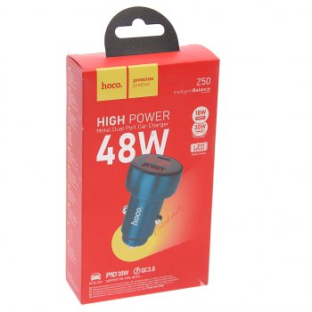 969 р. Устройство зарядное в прикуриватель 1USB 12V кабель iPhone (5-) HOCO HOCO z50 blue  с доставкой в г. Майкоп. Увеличить фотографию 2