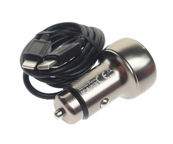 929 р. Устройство зарядное в прикуриватель 1USB 12V кабель USB Type C HOCO HOCO z50 grey  с доставкой в г. Майкоп. Увеличить фотографию 2