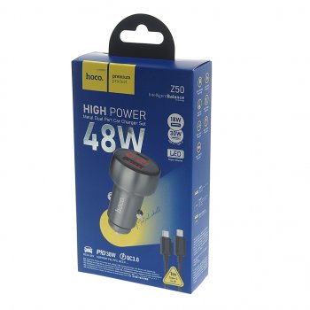 929 р. Устройство зарядное в прикуриватель 1USB 12V кабель USB Type C HOCO HOCO z50 grey  с доставкой в г. Майкоп. Увеличить фотографию 3