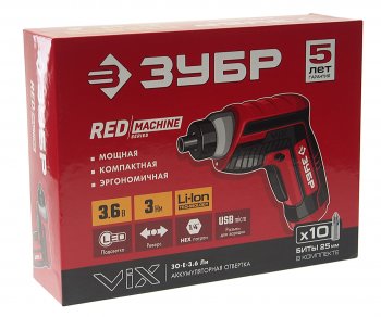 2 249 р. Отвертка аккумуляторная 3.6В 1.3Ач (набор бит) ЗУБР ЗУБР зо-е-3.6 ли  с доставкой в г. Майкоп. Увеличить фотографию 4