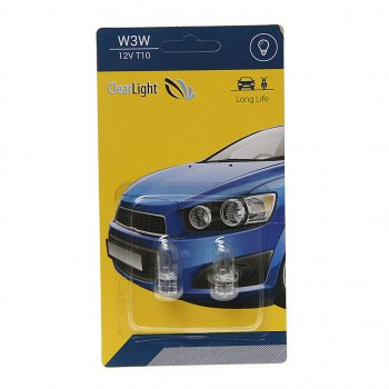 54 р. Лампа 12V W3W W2.1x9.5d блистер (2шт.) CLEARLIGHT CLEARLIGHT cl-w3w-12v 2b  с доставкой в г. Майкоп. Увеличить фотографию 1