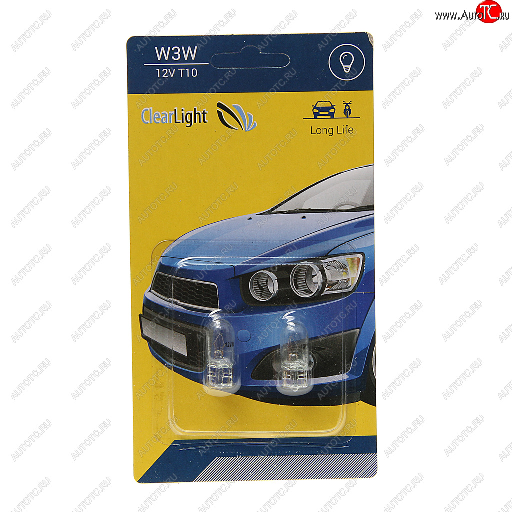 54 р. Лампа 12V W3W W2.1x9.5d блистер (2шт.) CLEARLIGHT CLEARLIGHT cl-w3w-12v 2b  с доставкой в г. Майкоп