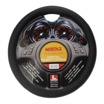 559 р. Оплетка руля (L) 39-41см черная MISTAR MISTAR mis-17stw38 bk (l)  с доставкой в г. Майкоп. Увеличить фотографию 1