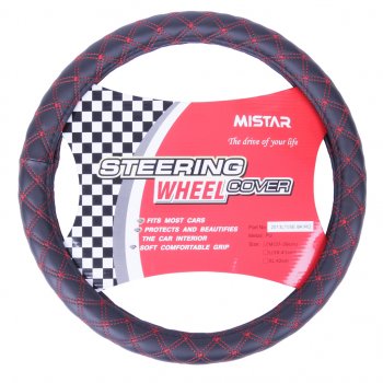 559 р. Оплетка руля (M) 37-39см черно-красная кожа MISTAR MISTAR mis-2013lt05e bkrd (m)  с доставкой в г. Майкоп. Увеличить фотографию 1