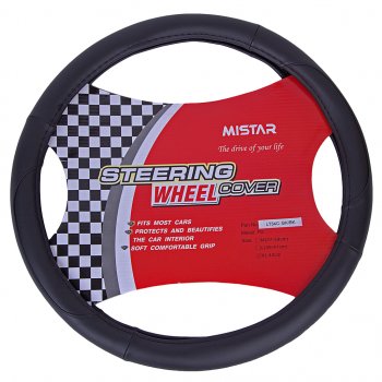 559 р. Оплетка руля (XL) 41-43см черная кожа MISTAR MISTAR mis-lt34c bk (xl)  с доставкой в г. Майкоп. Увеличить фотографию 1
