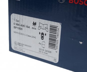 3 299 р. Колодки тормозные передние (4шт.) BOSCH Mercedes-Benz C-Class W204 дорестайлинг седан (2007-2011)  с доставкой в г. Майкоп. Увеличить фотографию 3