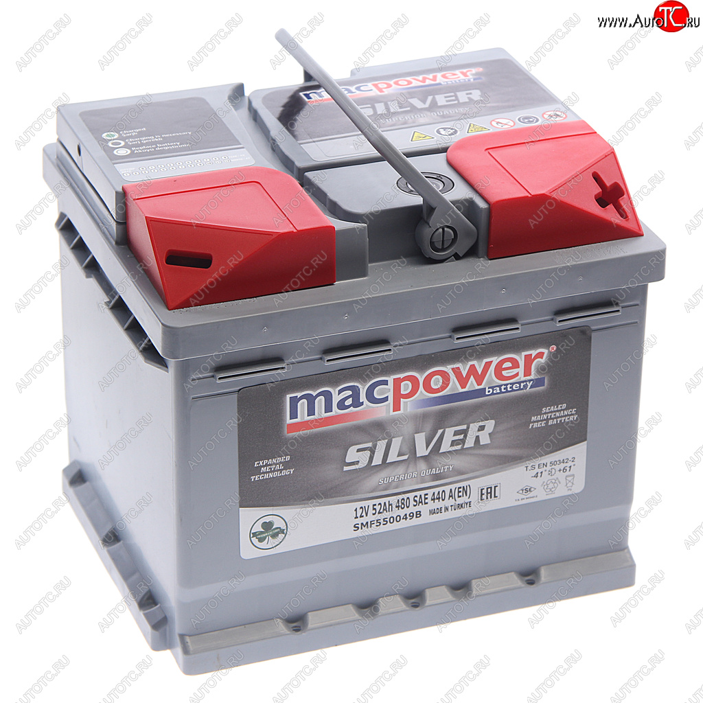 8 599 р. Аккумулятор MACPOWER 52Ач обратная полярность,низкий MACPOWER 6ст52(0) smf550049b(52)  с доставкой в г. Майкоп