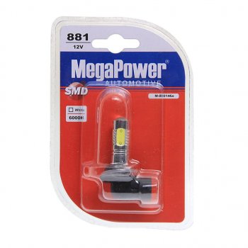 499 р. Лампа светодиодная 12V H27W2 PGJ13 6000K 5 светодиодов блистер (1шт.) MEGAPOWER MEGAPOWER-AUTOMOTIVE 80614бл  с доставкой в г. Майкоп. Увеличить фотографию 1