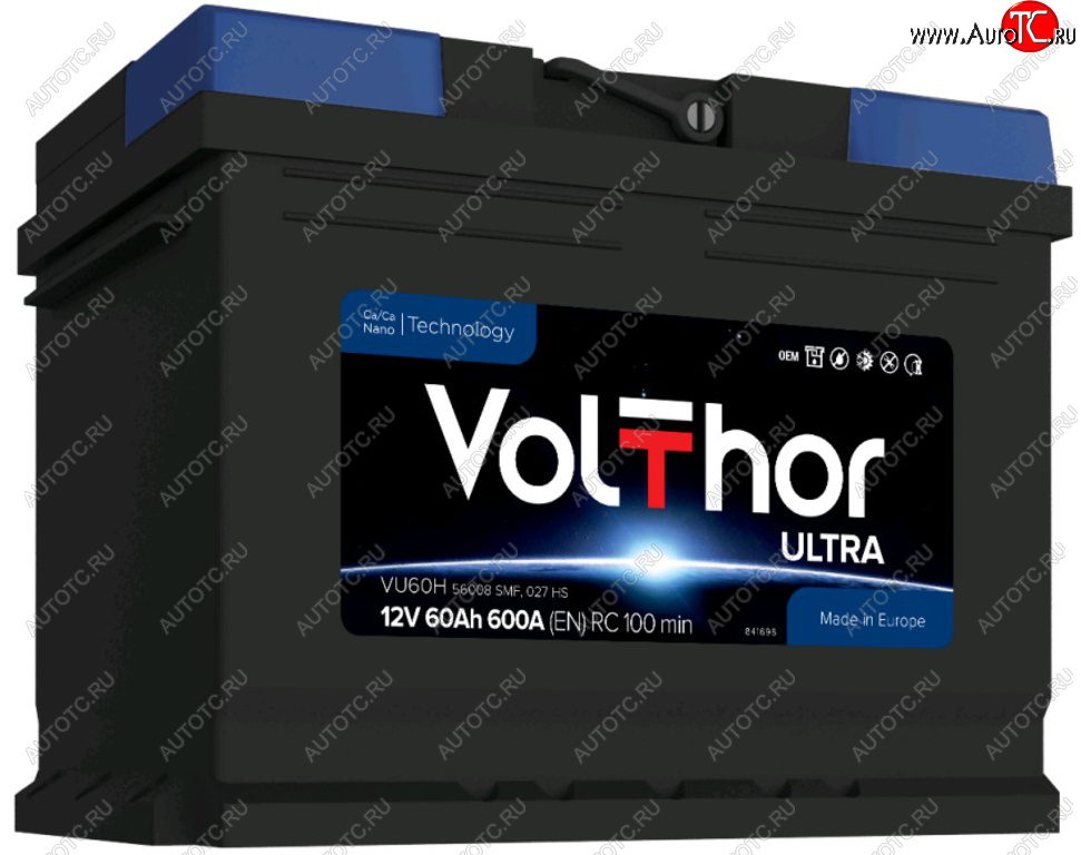 10 649 р. Аккумулятор VOLTHOR Ultra 60Ач обратная полярность VOLTHOR 6ст60(0) 56008  с доставкой в г. Майкоп