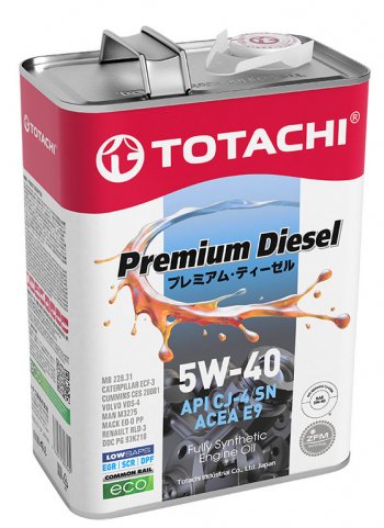 4 299 р. Масло дизельное PREMIUM DIESEL CJ-4E9SMA3B4 5W40 синт.4л TOTACHI TOTACHI 11704  с доставкой в г. Майкоп. Увеличить фотографию 1