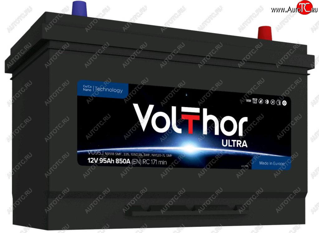 14 499 р. Аккумулятор VOLTHOR Ultra 95Ач обратная полярность VOLTHOR 6ст95(0) 59518 d31  с доставкой в г. Майкоп