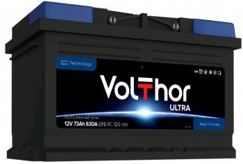 11 699 р. Аккумулятор VOLTHOR Ultra 73Ач обратная полярность,низкий VOLTHOR 6ст73(0) 57309  с доставкой в г. Майкоп. Увеличить фотографию 1