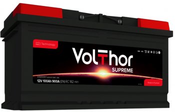 15 999 р. Аккумулятор VOLTHOR Supreme 100Ач обратная полярность VOLTHOR 6ст100(0) 60044  с доставкой в г. Майкоп. Увеличить фотографию 1