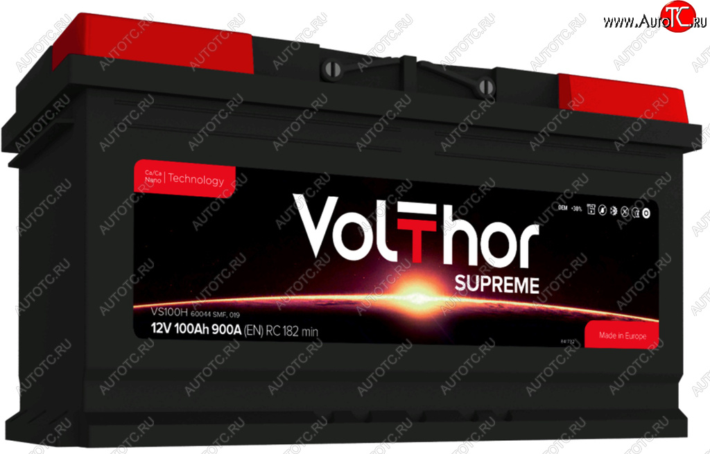 15 999 р. Аккумулятор VOLTHOR Supreme 100Ач обратная полярность VOLTHOR 6ст100(0) 60044  с доставкой в г. Майкоп