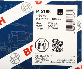 1 539 р. Фильтр масляный RENAULT Midliner BOSCH BOSCH 0451105188  с доставкой в г. Майкоп. Увеличить фотографию 4