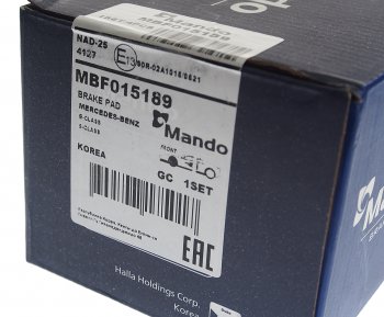 1 289 р. Колодки тормозные MERCEDES E (W211,W212),S (W220,W221) задние (4шт.) MANDO MANDO mbf015189  с доставкой в г. Майкоп. Увеличить фотографию 3