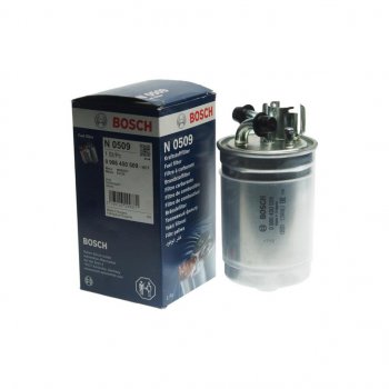 2 559 р. Фильтр топливный VW Passat (98-05) AUDI A6 (97-05),A2 (00-05) (2.5 TDI) BOSCH BOSCH 0986450509  с доставкой в г. Майкоп. Увеличить фотографию 1