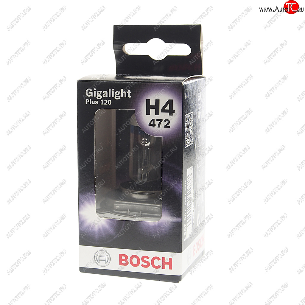 989 р. Лампа 12V H4 60/55W P43t +120% блистер (1шт.) Gigalight Plus 120 BOSCH BOSCH 1987301160 BOSCH 1987301160  с доставкой в г. Майкоп