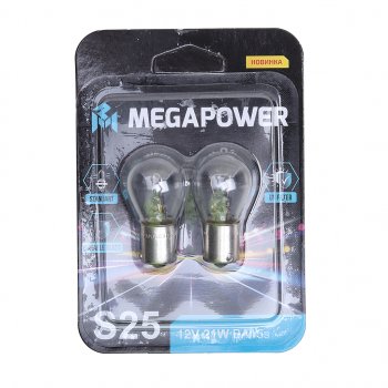 84 р. Лампа 12V P21W BA15s блистер (2шт.) Standart MEGAPOWER MEGAPOWER 370-33-056  с доставкой в г. Майкоп. Увеличить фотографию 1