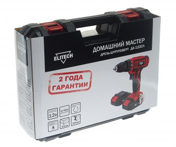 4 399 р. Дрель-шуруповерт аккумуляторный 12.0В 1.7Ач (2АКБ Li-Ion,кейс) ELITECH ELITECH да 122сл  с доставкой в г. Майкоп. Увеличить фотографию 4