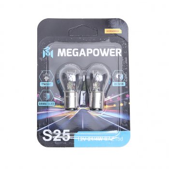 117 р. Лампа 12V P214W BAZ15d блистер (2шт.) Standart MEGAPOWER MEGAPOWER 370-33-046  с доставкой в г. Майкоп. Увеличить фотографию 1