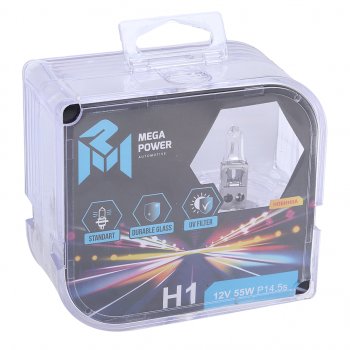 194 р. Лампа 12V H1 55W P14.5s бокс (2шт.) Standart MEGAPOWER MEGAPOWER 370-33-004  с доставкой в г. Майкоп. Увеличить фотографию 2