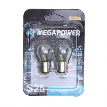119 р. Лампа 12V P215W BAY15d блистер (2шт.) Heavy Duty MEGAPOWER MEGAPOWER 370-33-049  с доставкой в г. Майкоп. Увеличить фотографию 1