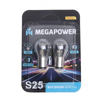 96 р. Лампа 24V P215W BAY15d блистер (2шт.) Standart MEGAPOWER MEGAPOWER 370-33-052  с доставкой в г. Майкоп. Увеличить фотографию 1