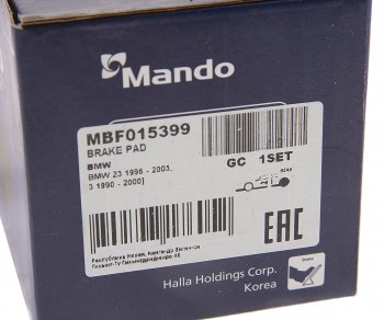 1 899 р. Колодки тормозные BMW E32,E34,E36,Z3 (-03) задние (4шт.) MANDO MANDO mbf015399 MANDO mbf015399  с доставкой в г. Майкоп. Увеличить фотографию 3