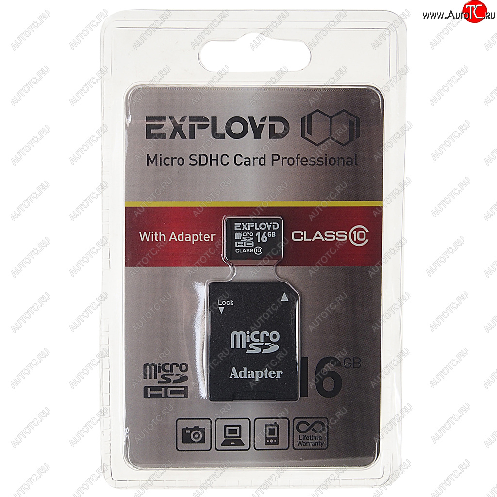 359 р. Карта памяти 16GB MicroSD class 10 + SD адаптер EXPLOYD EXPLOYD ex016gcsdhc10-ad  с доставкой в г. Майкоп