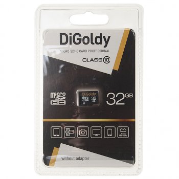 419 р. Карта памяти 32GB MicroSD class 10 DIGOLDY DIGOLDY dg0032gcsdhc10-wa-ad  с доставкой в г. Майкоп. Увеличить фотографию 1