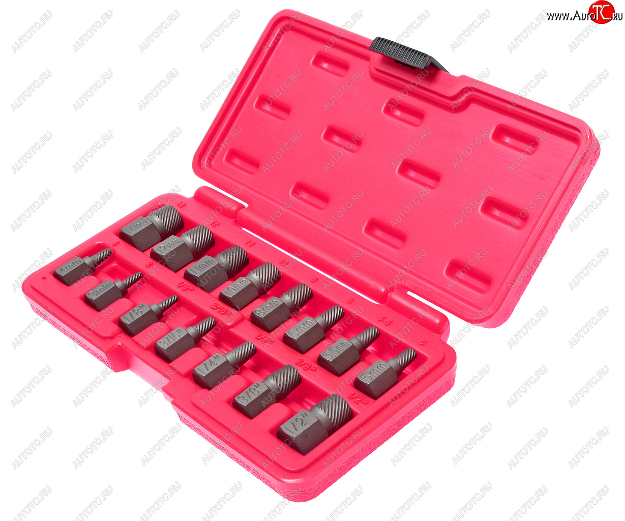 4 699 р. Набор экстракторов 1/8-1/2 3-14мм 15 предметов в кейсе JTC JTC TOOLS CO., LTD jtc-4639 JTC TOOLS CO., LTD jtc-4639  с доставкой в г. Майкоп