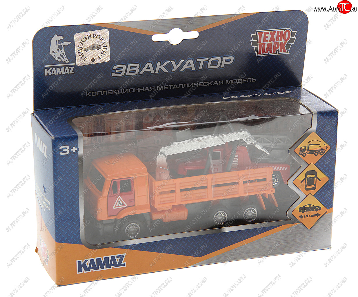 1 439 р. Модель автомобиля КАМАЗ (эвакуатор) металлическая ТЕХНОПАРК ТЕХНОПАРК sb-19-29-c-wb  с доставкой в г. Майкоп
