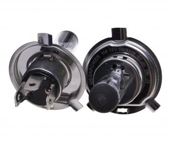 329 р. Лампа 12V H4 6055W P43t бокс (2шт.) Standart MEGAPOWER MEGAPOWER 370-33-022  с доставкой в г. Майкоп. Увеличить фотографию 2