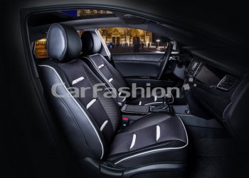 5 999 р. Накидка на сиденье экокожа черно-белая (4 предм.) (2шт.) Business CARFASHION CARFASHION 21446  с доставкой в г. Майкоп. Увеличить фотографию 1